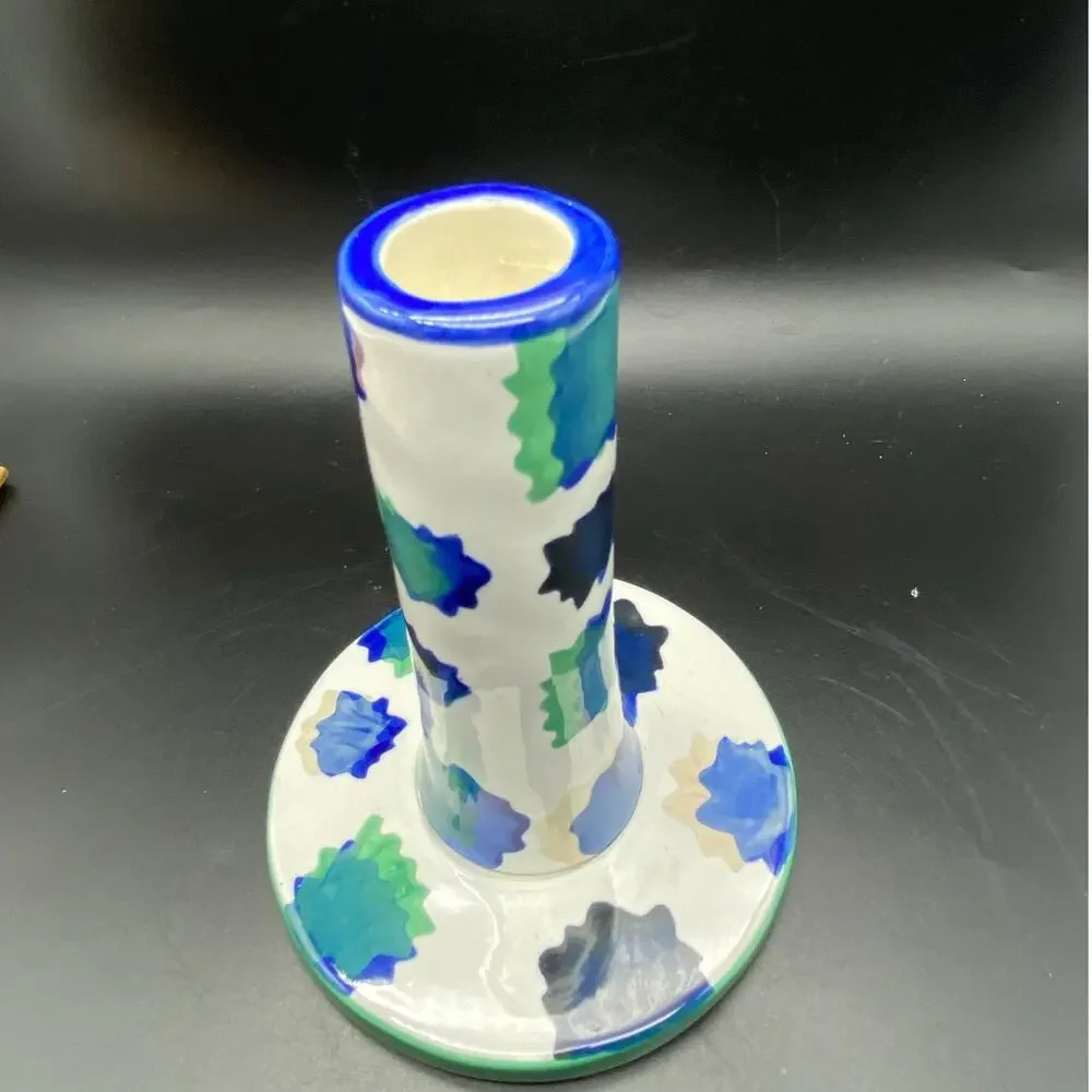 Blue White Motif‎ Emilia Taper Candle Holder Anthropologie Contemporary